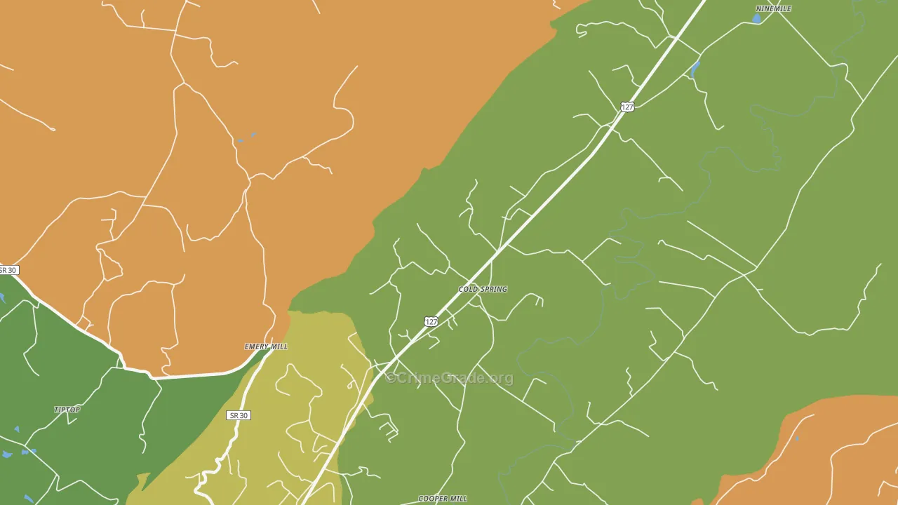 Cold Spring, TN Map of Murder Rates