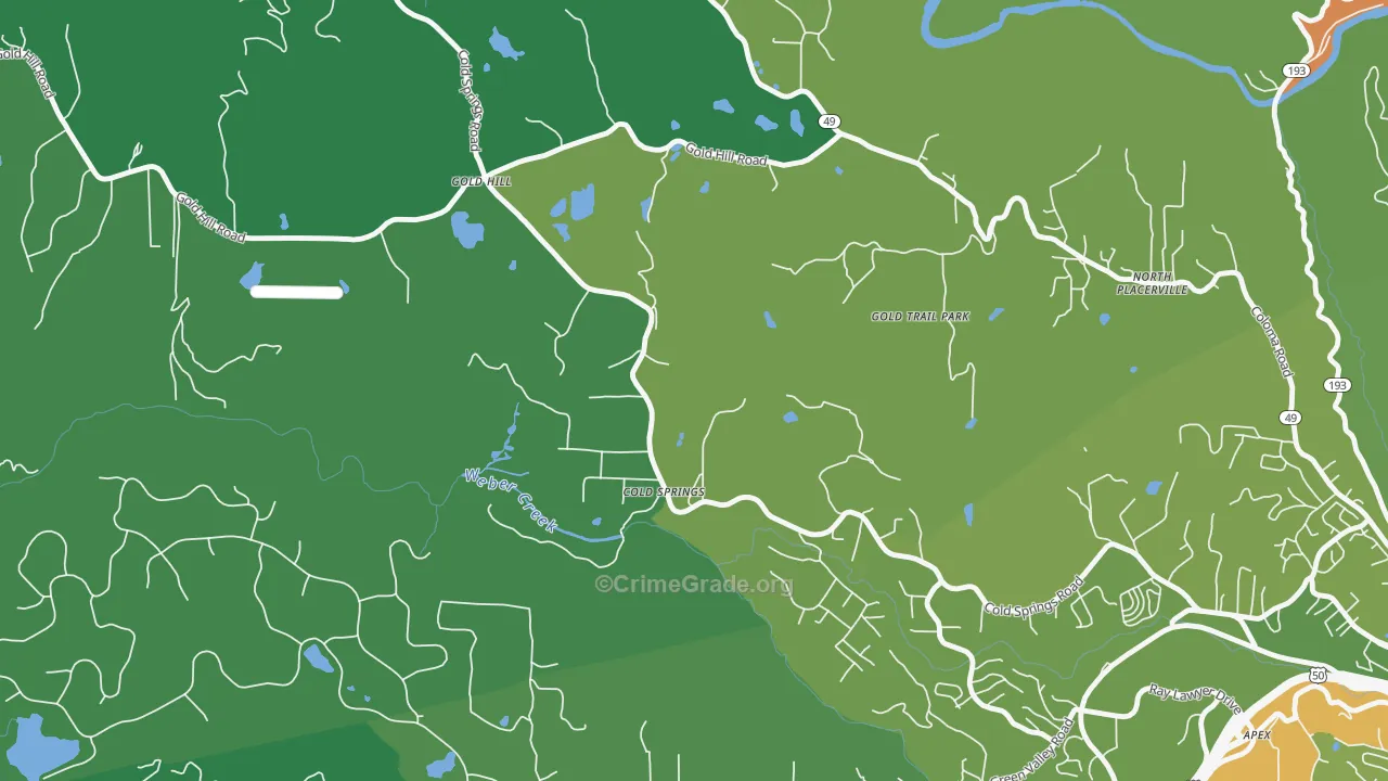 Cold Springs, CA Map of Murder Rates