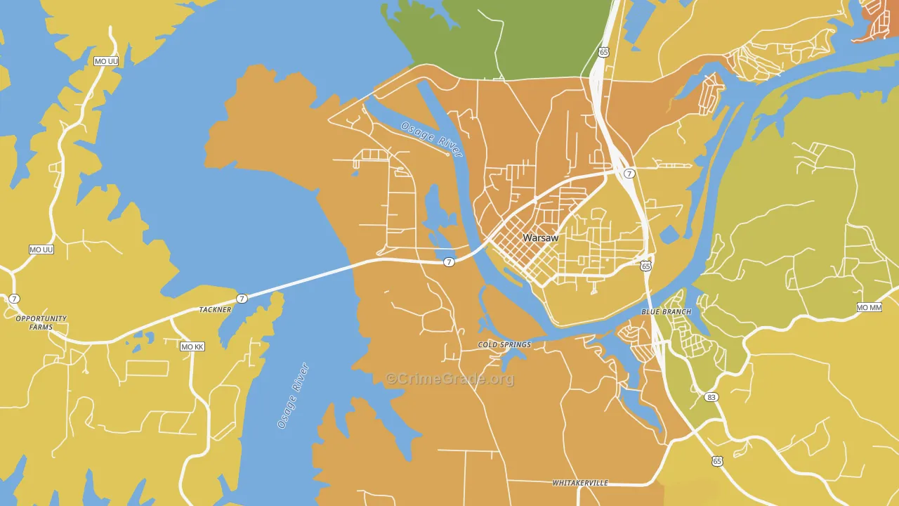 Cold Springs, MO Map of Murder Rates