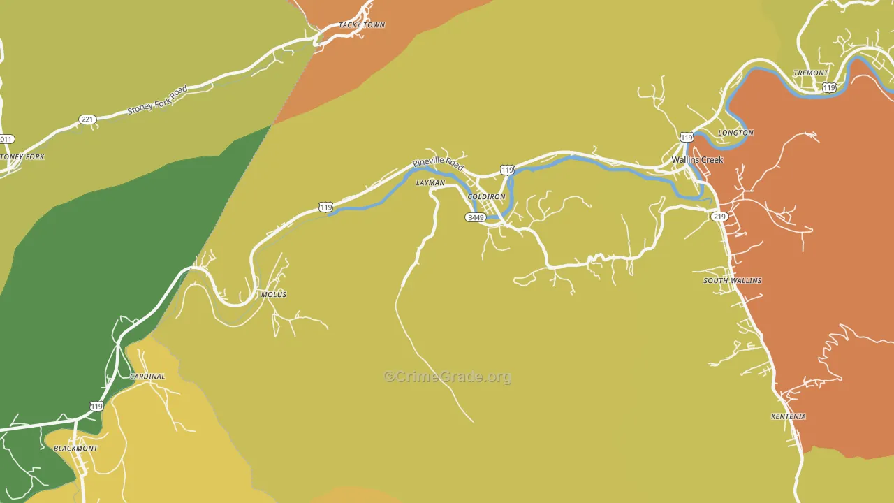 Coldiron, KY Map of Murder Rates