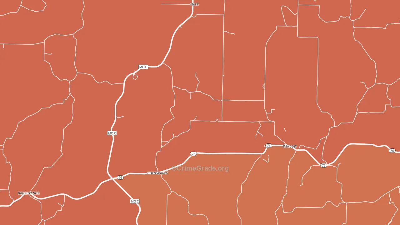 Coldspring, MO Map of Murder Rates