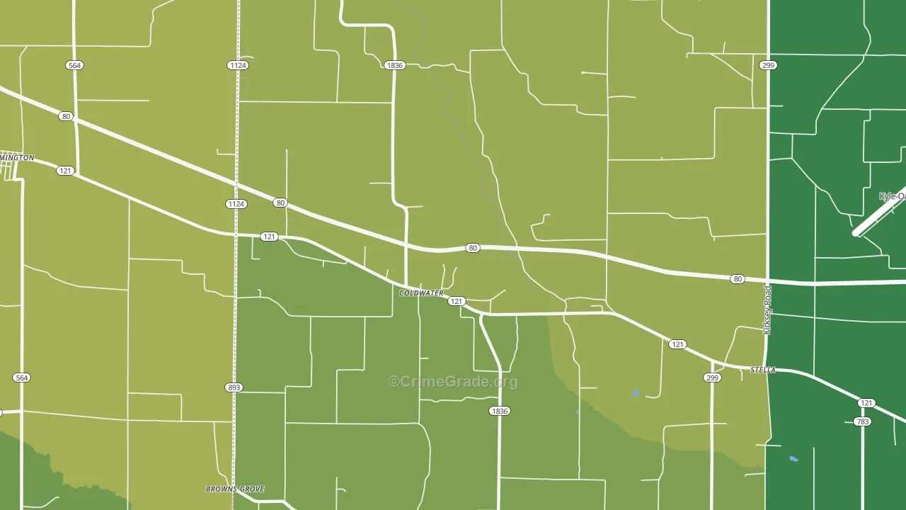 Coldwater, KY Map of Murder Rates