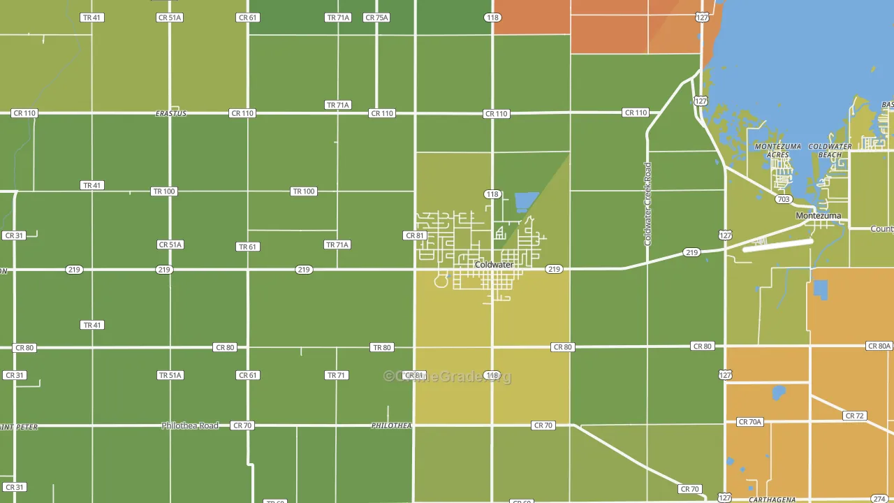 Coldwater, OH Map of Murder Rates