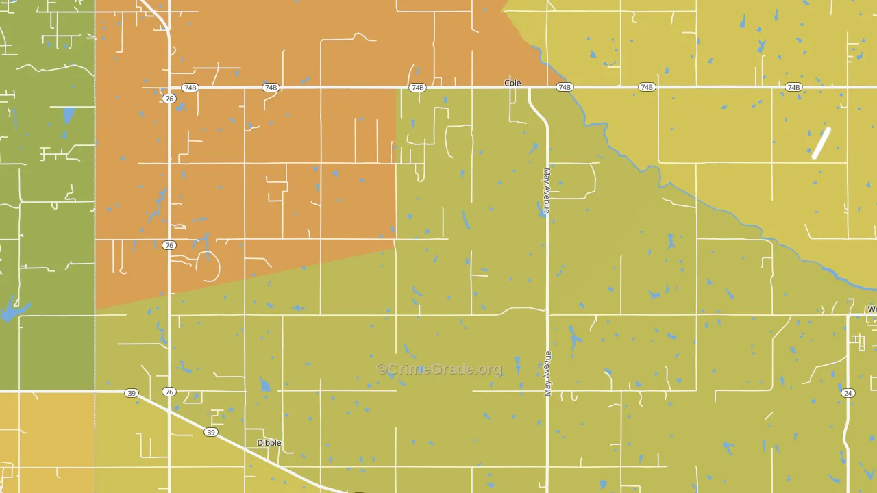 Cole, OK Map of Murder Rates