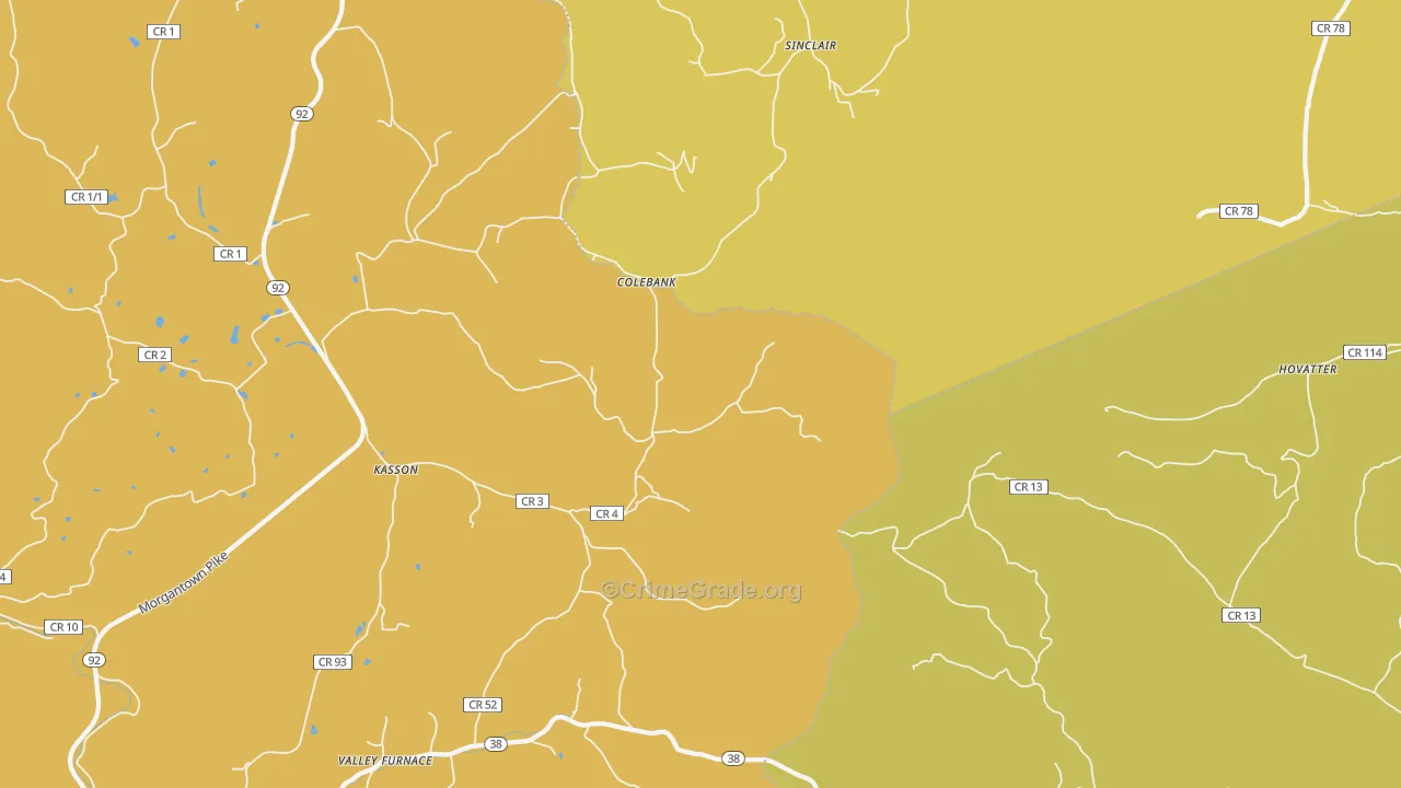 Colebank, WV Map of Murder Rates