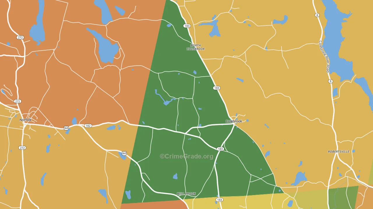 Colebrook, CT Map of Murder Rates