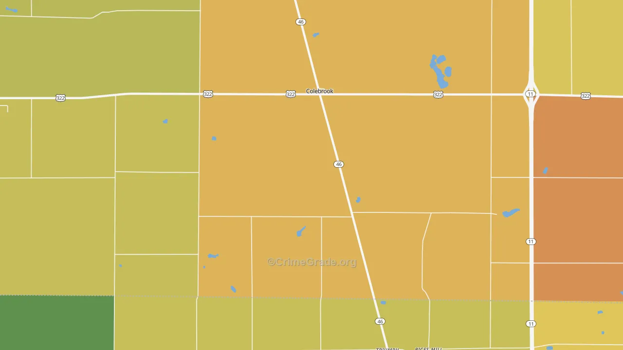 Colebrook, OH Map of Murder Rates
