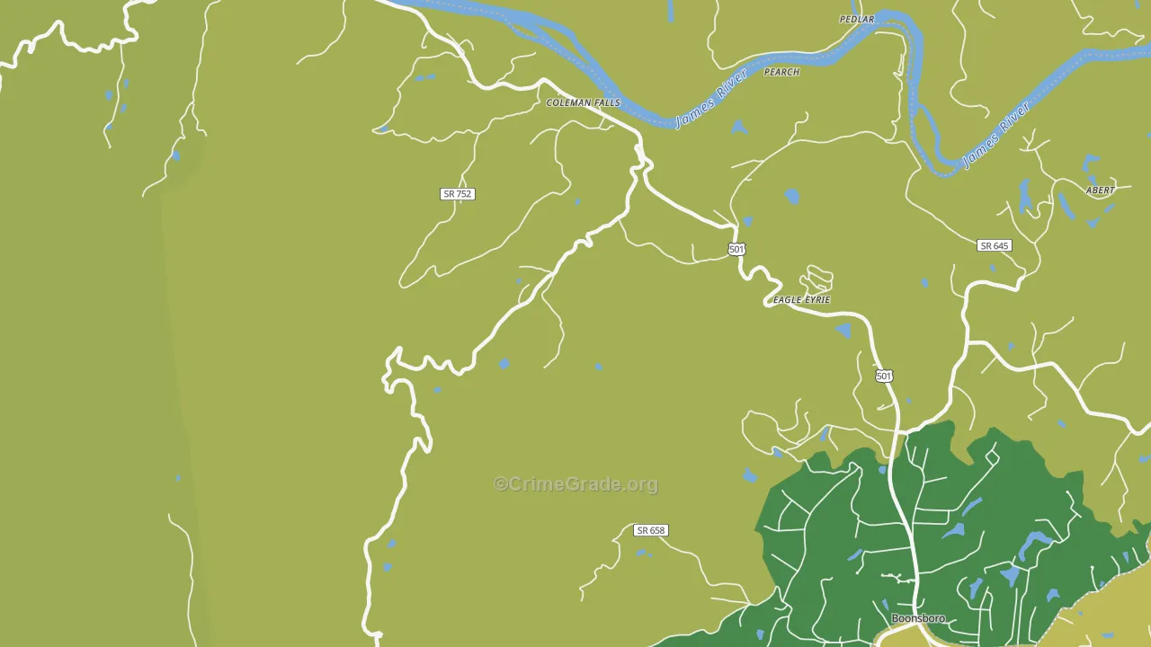 Coleman Falls, VA Map of Murder Rates