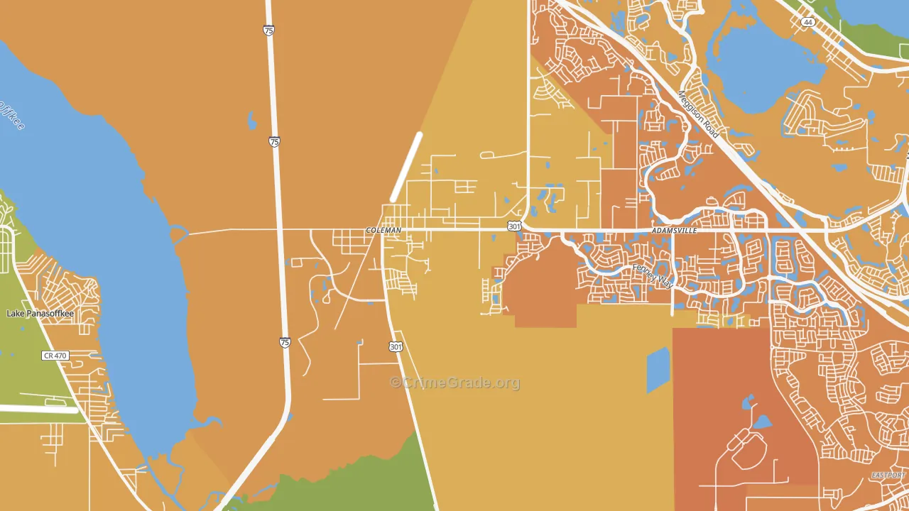 Coleman, FL Map of Murder Rates