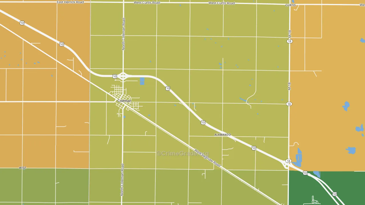 Coleman, MI Map of Murder Rates