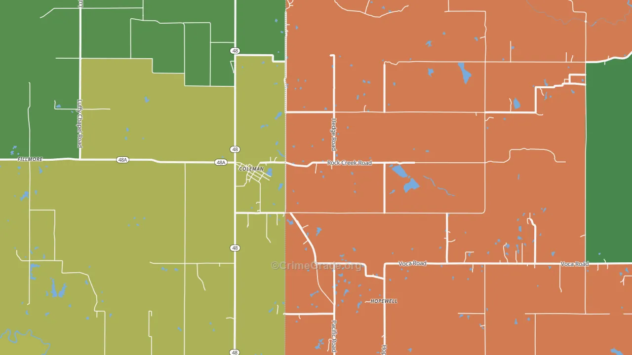 Coleman, OK Map of Murder Rates