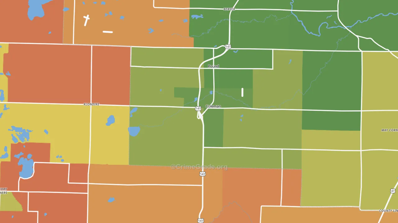Coleman, WI Map of Murder Rates