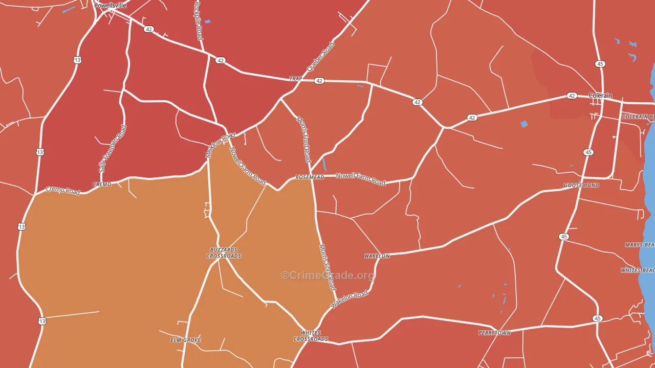 Colerain, NC Map of Murder Rates