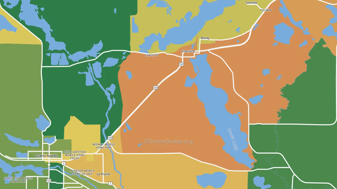 Coleraine, MN Map of Murder Rates
