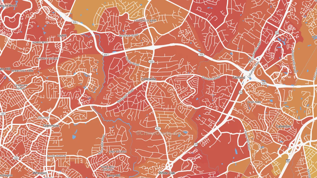 Colesville, MD Map of Murder Rates