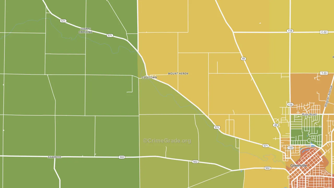 Coletown, OH Map of Murder Rates