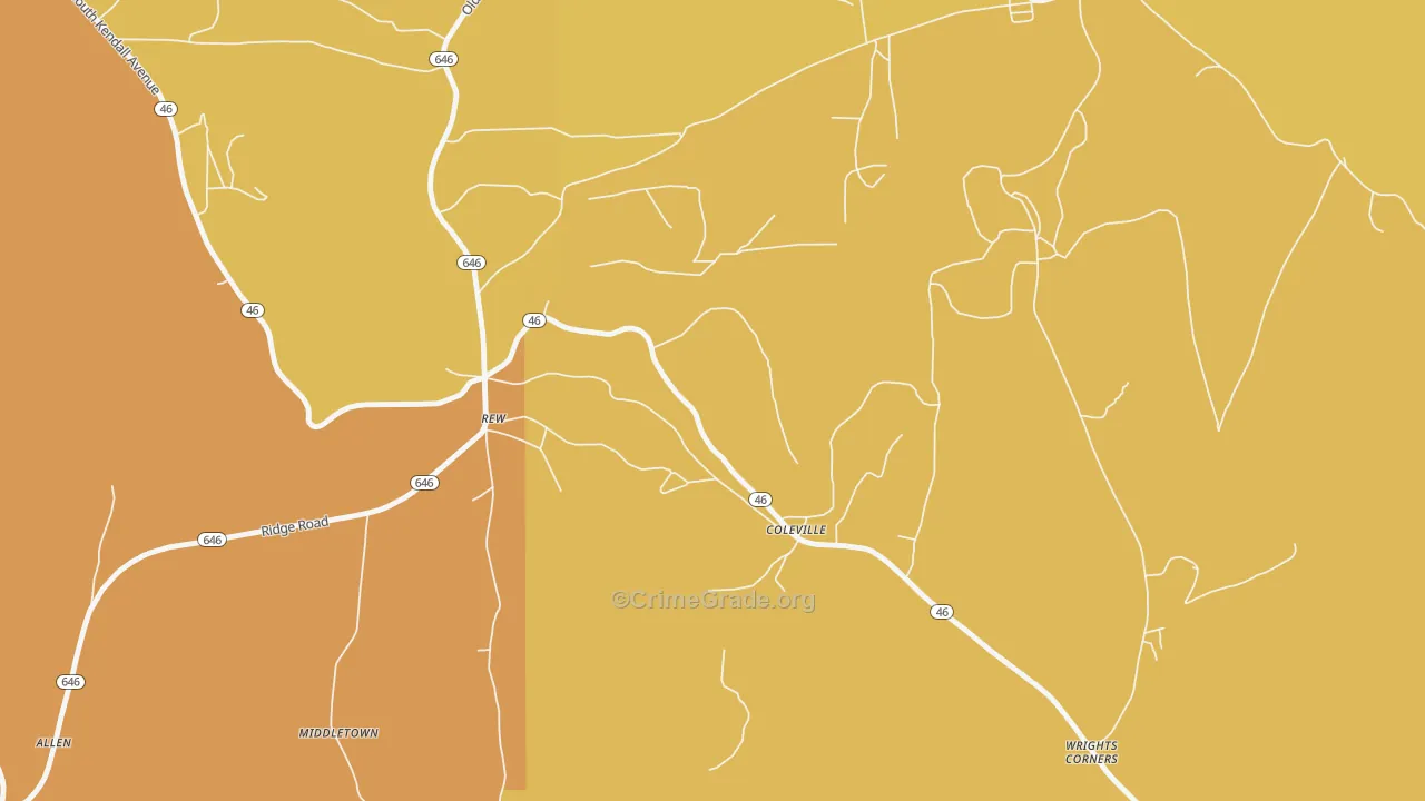 Coleville, PA Map of Murder Rates