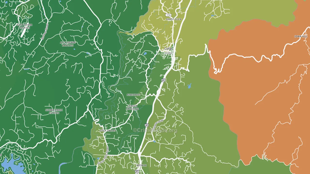 Colfax, CA Map of Murder Rates
