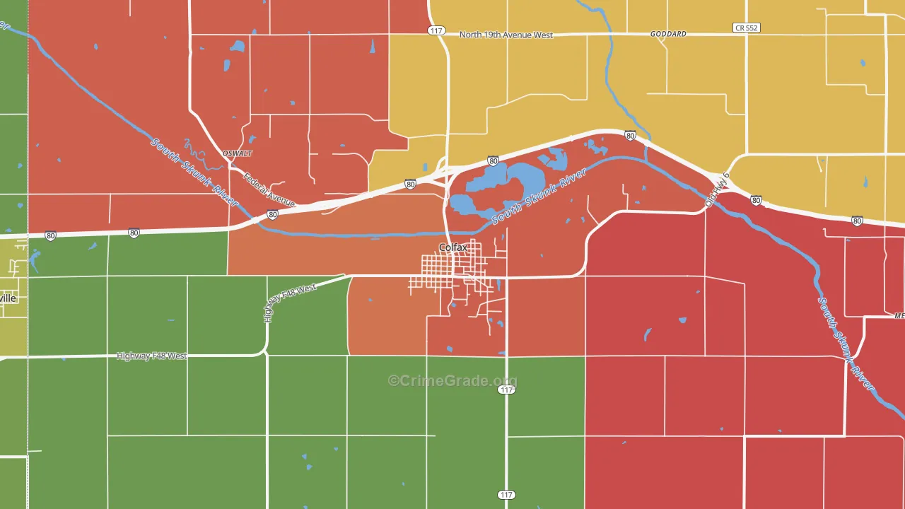 Colfax, IA Map of Murder Rates