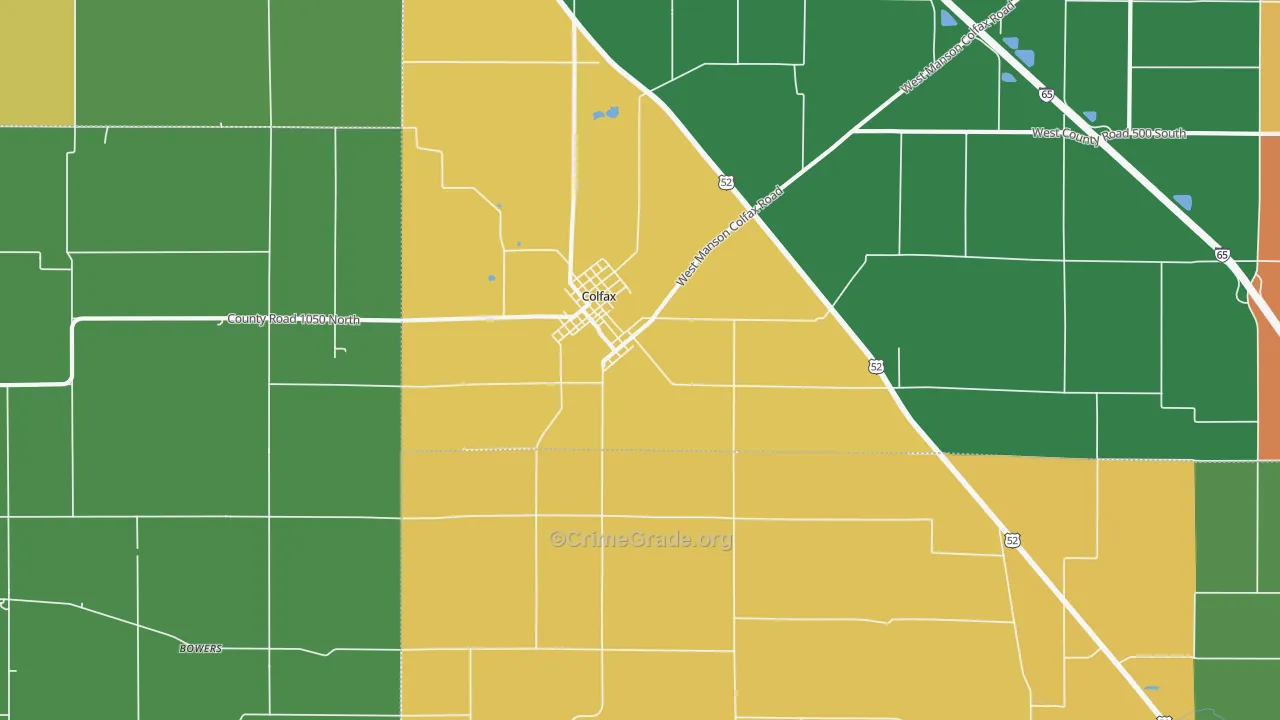 Colfax, IN Map of Murder Rates