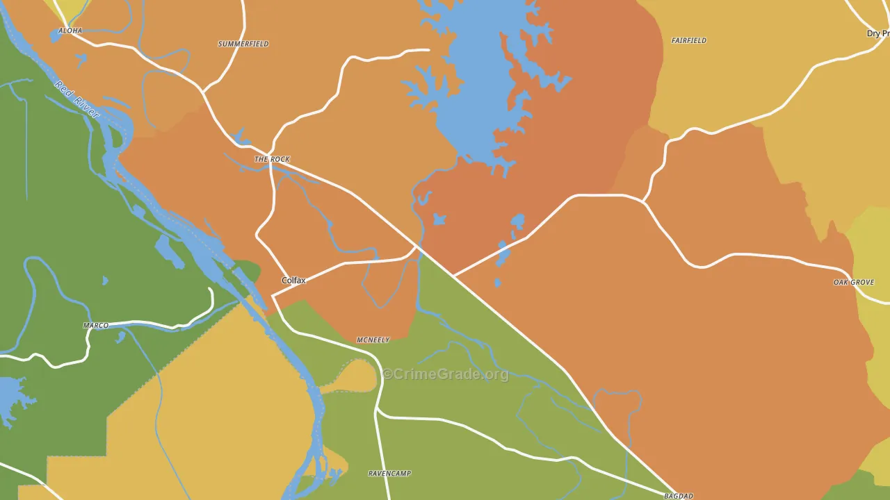 Colfax, LA Map of Murder Rates