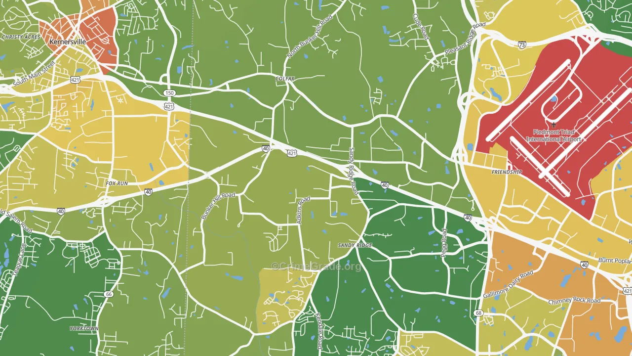 Colfax, NC Map of Murder Rates