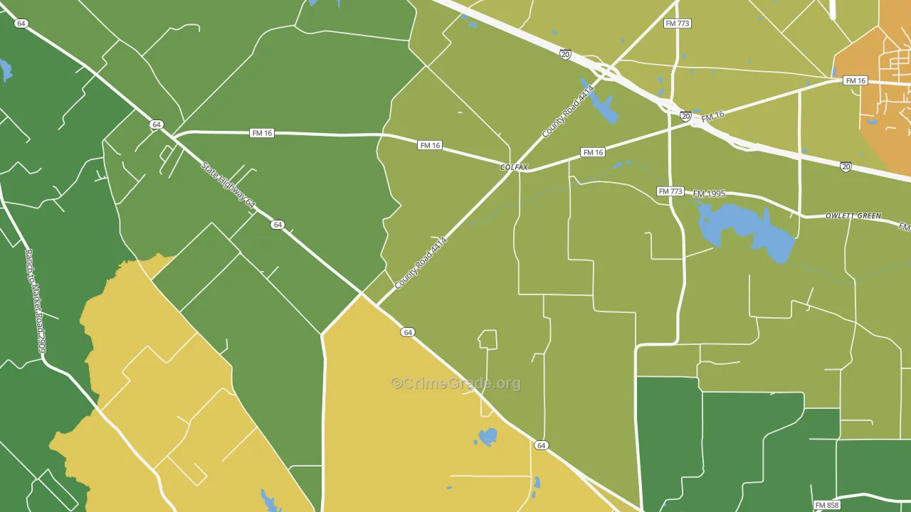 Colfax, TX Map of Murder Rates