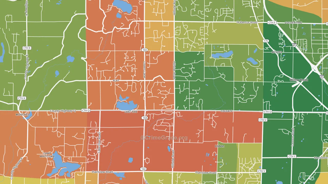 Colgate, WI Map of Murder Rates