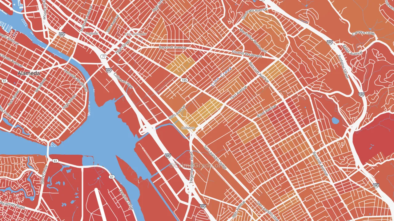 Coliseum, Oakland, CA Map of Murder Rates
