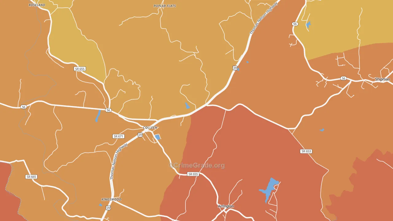Colleen, VA Map of Murder Rates