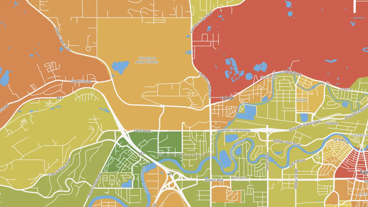 College, AK Map of Murder Rates