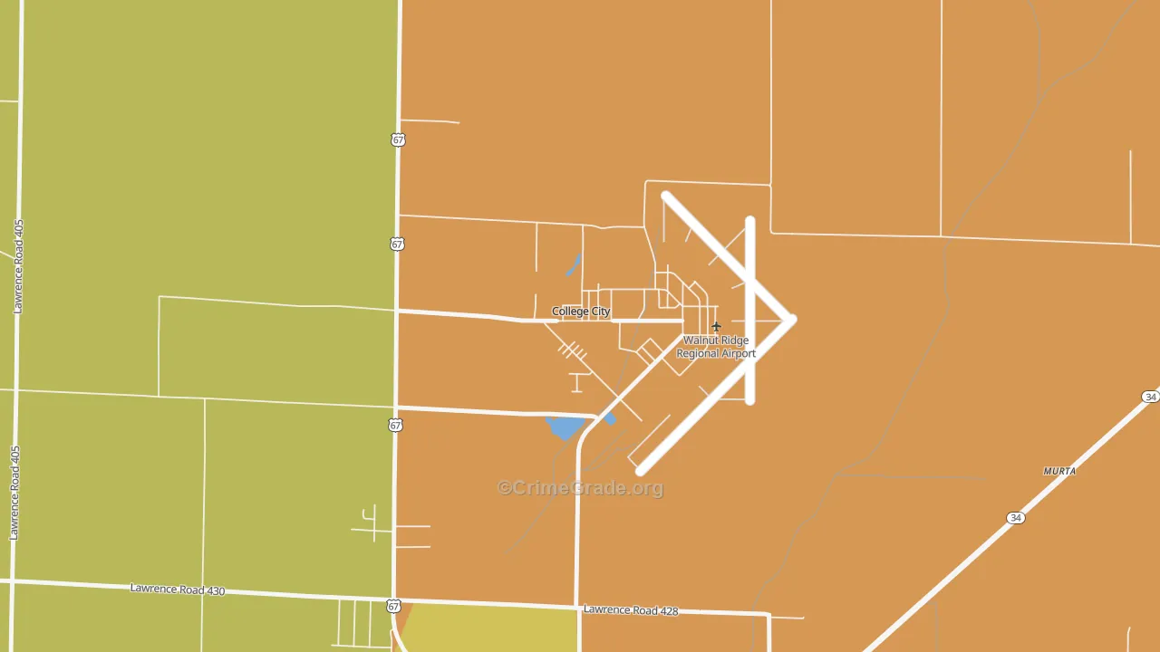 College City, AR Map of Murder Rates