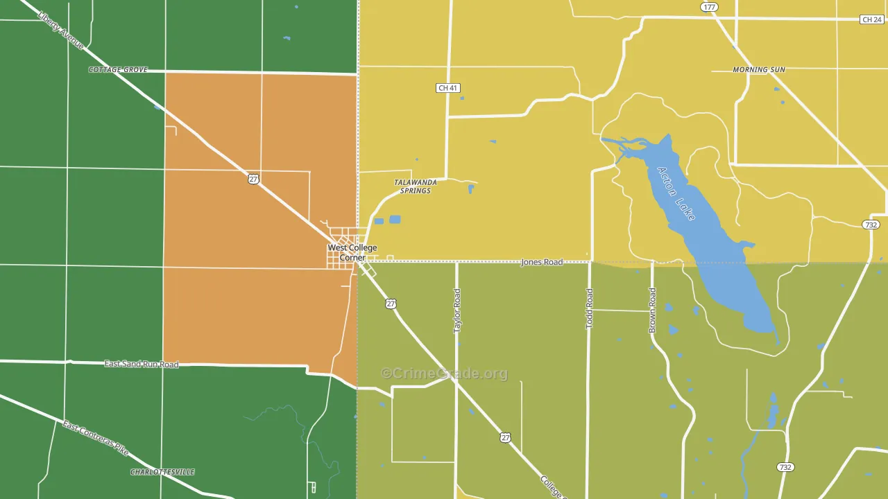 College Corner, OH Map of Murder Rates