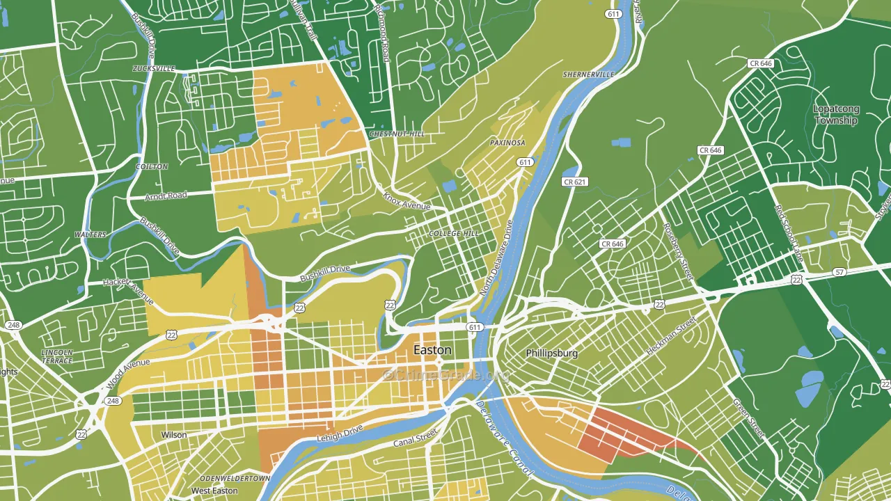 College Hill, Easton, PA Map of Murder Rates
