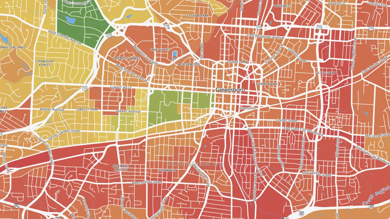College Hill, Greensboro, NC Map of Murder Rates