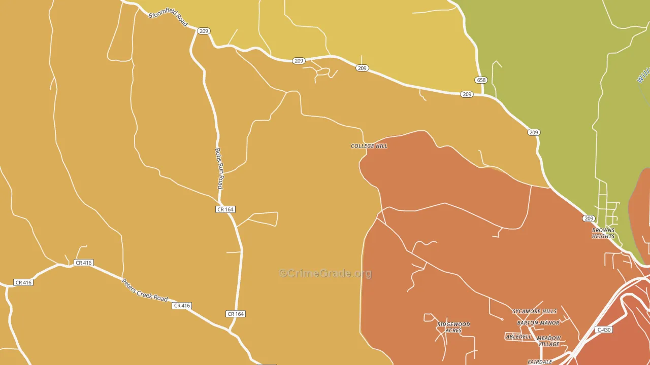 College Hill, OH Map of Murder Rates