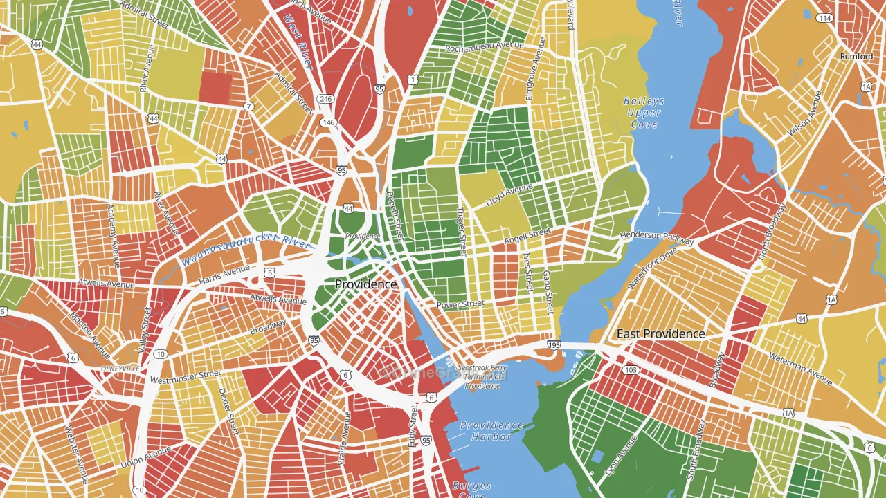 College Hill, Providence, RI Map of Murder Rates