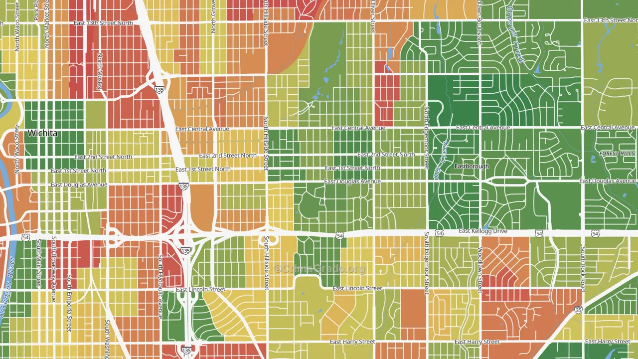 College Hill, Wichita, KS Map of Murder Rates