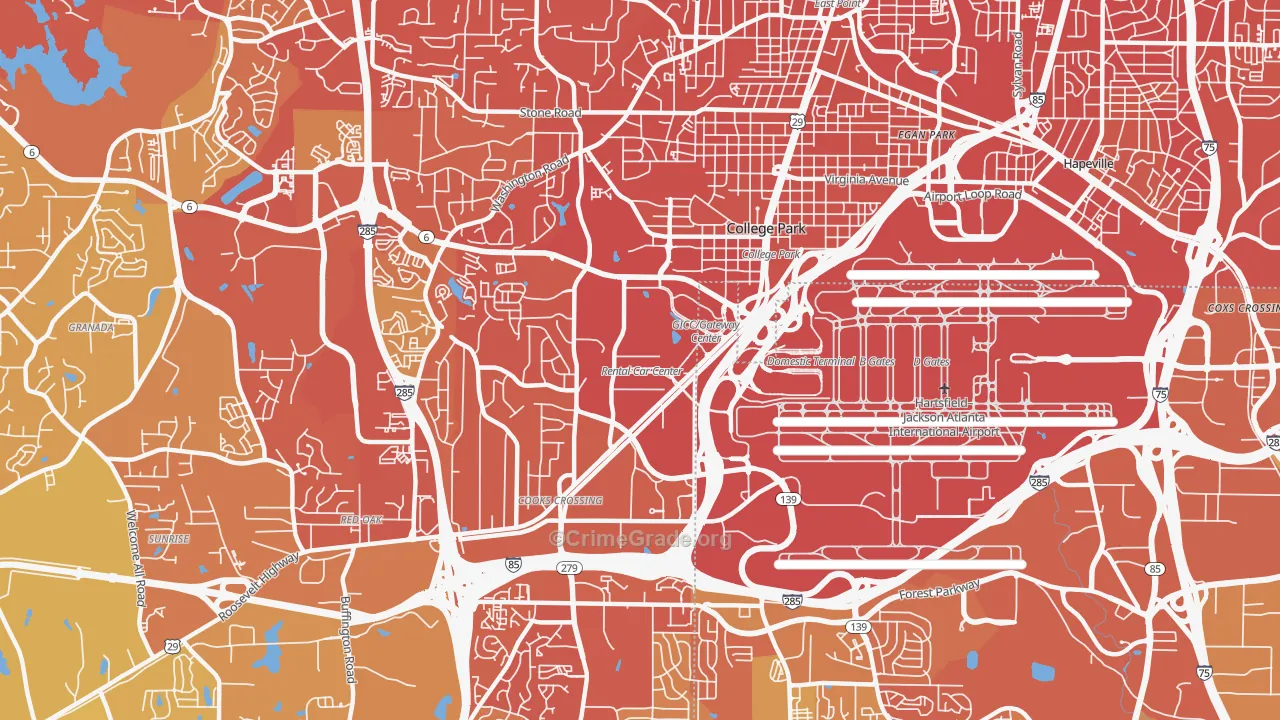 College Park, GA Map of Murder Rates