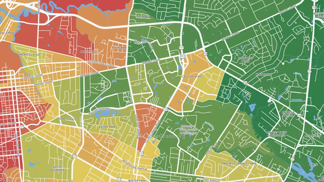 College Park, Wilmington, NC Map of Murder Rates