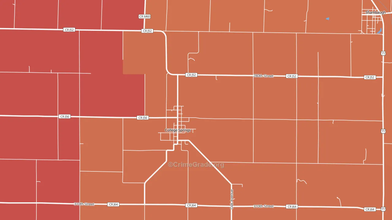 College Springs, IA Map of Murder Rates