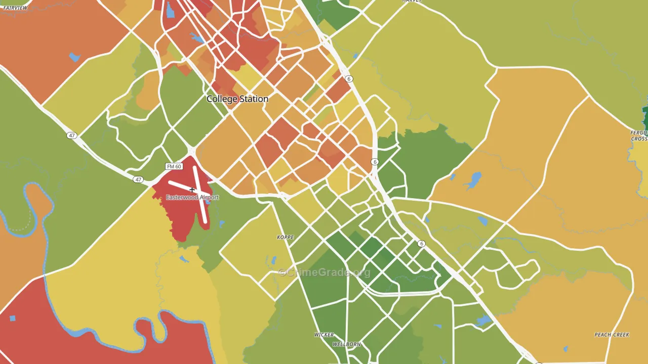 College Station, TX Map of Murder Rates
