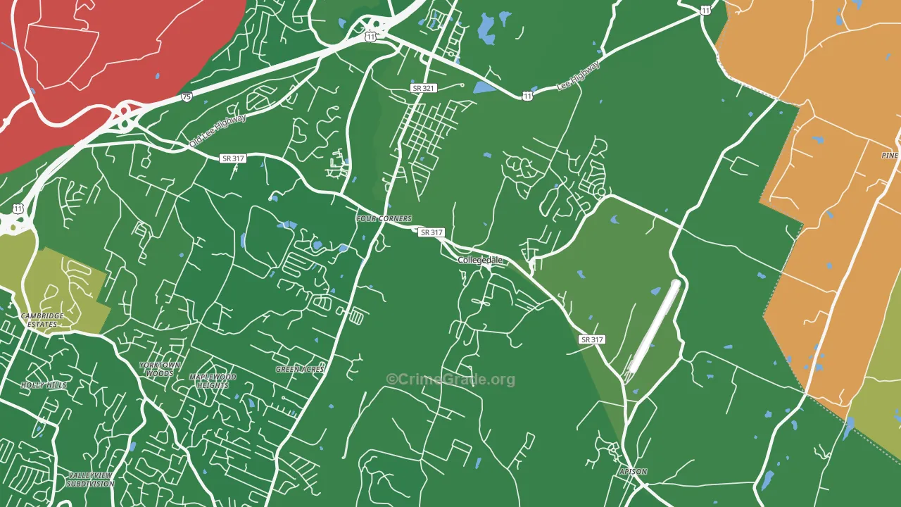 Collegedale, TN Map of Murder Rates