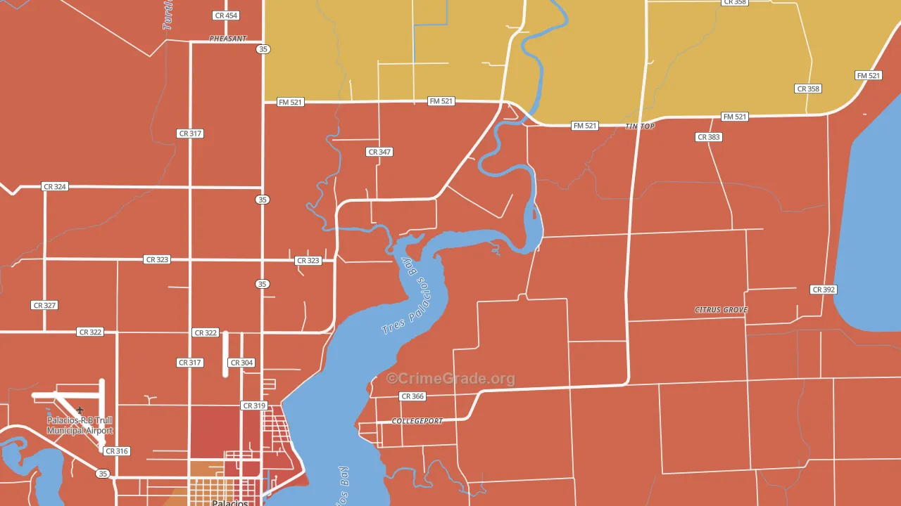Collegeport, TX Map of Murder Rates