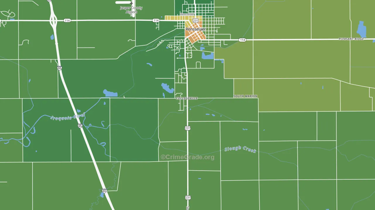 Collegeville, IN Map of Murder Rates
