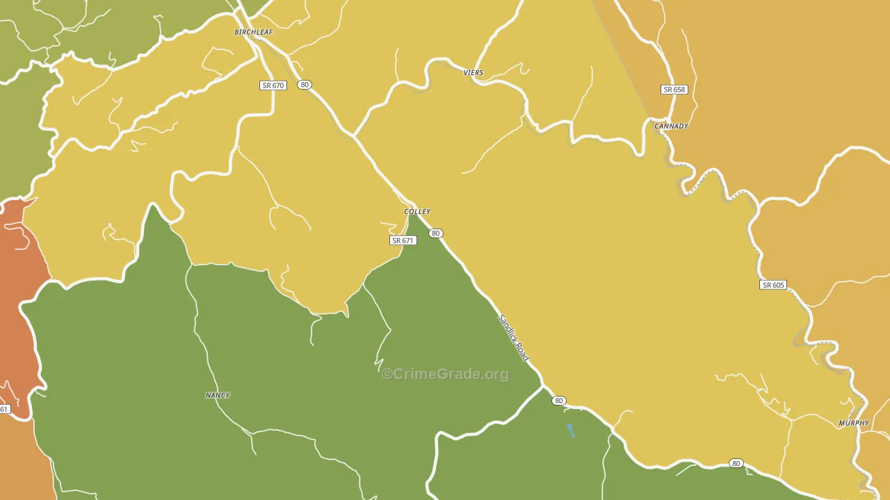 Colley, VA Map of Murder Rates