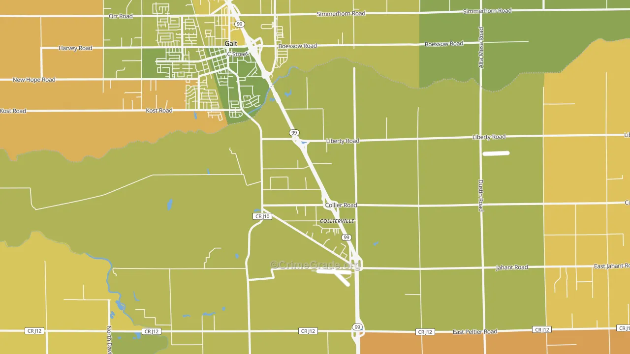 Collierville, CA Map of Murder Rates