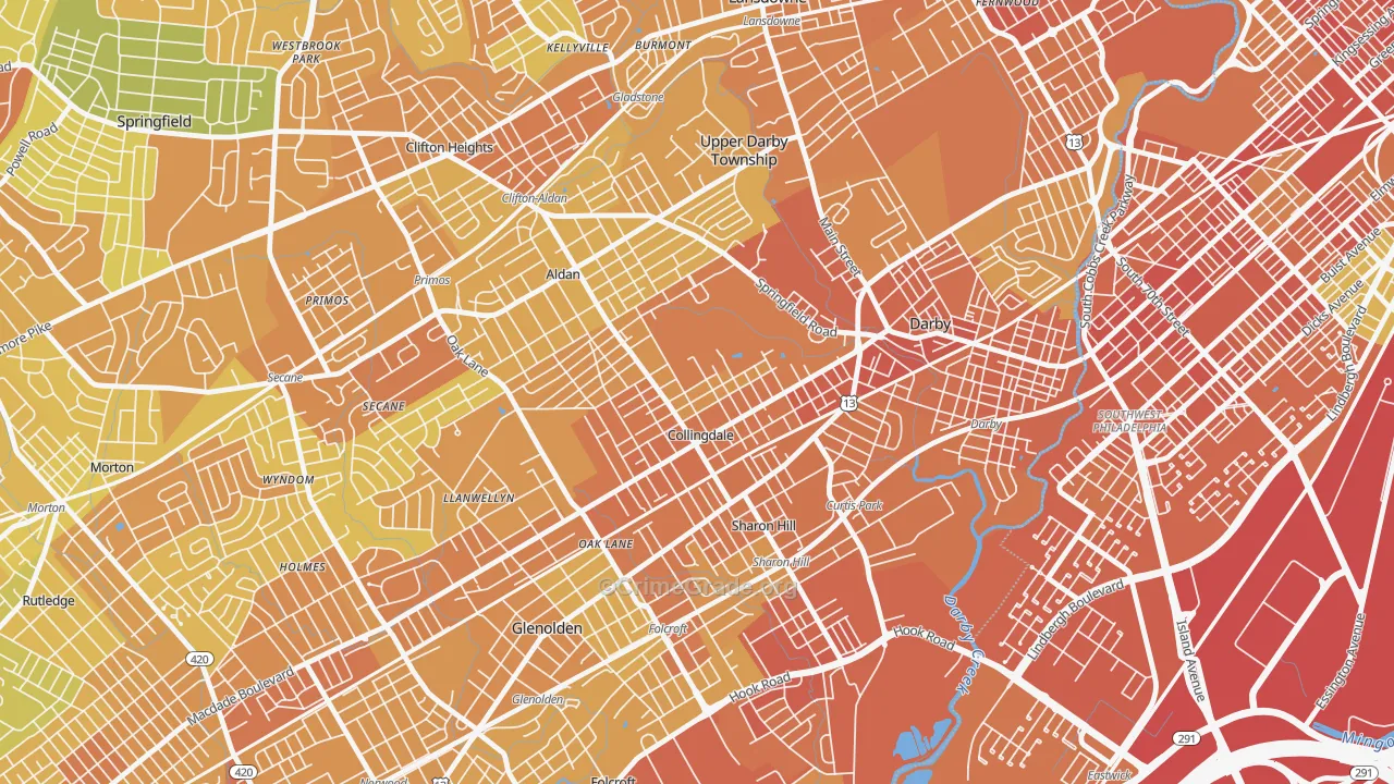 Collingdale, PA Map of Murder Rates