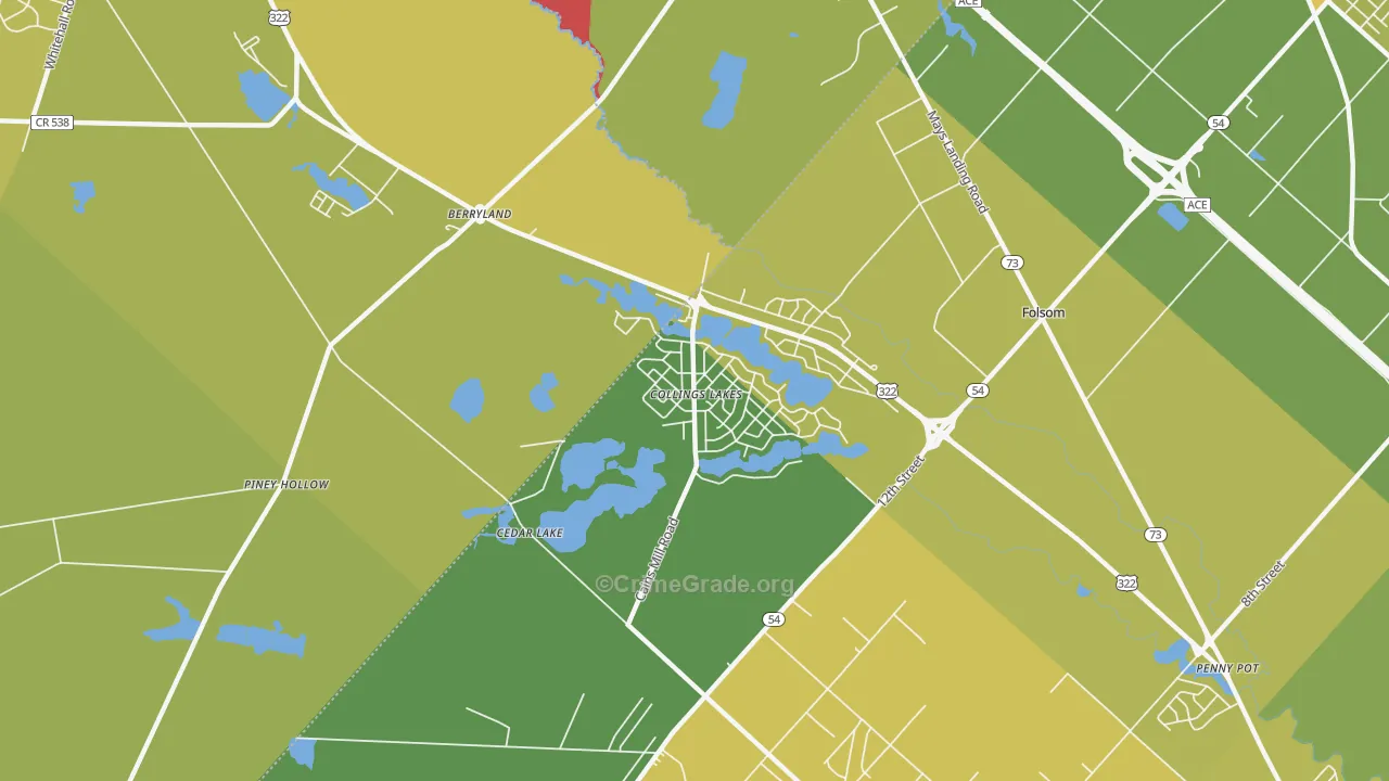 Collings Lakes, NJ Map of Murder Rates