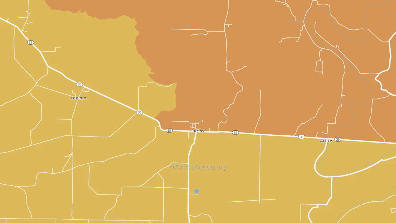 Collins, AR Map of Murder Rates